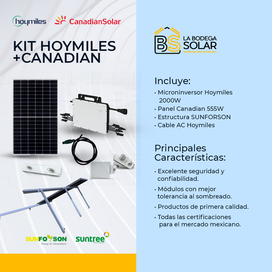 KIT SOLAR 4400W CON MICROINVERSOR HOYMILES & CANADIAN SOLAR - 0,47 USD/W